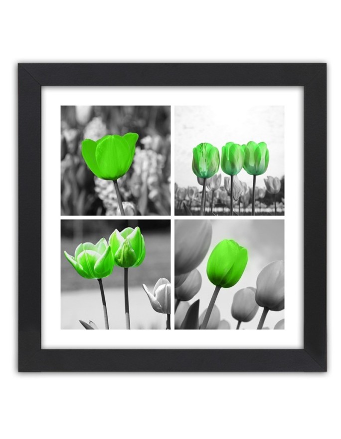 Poster Green tulips collage