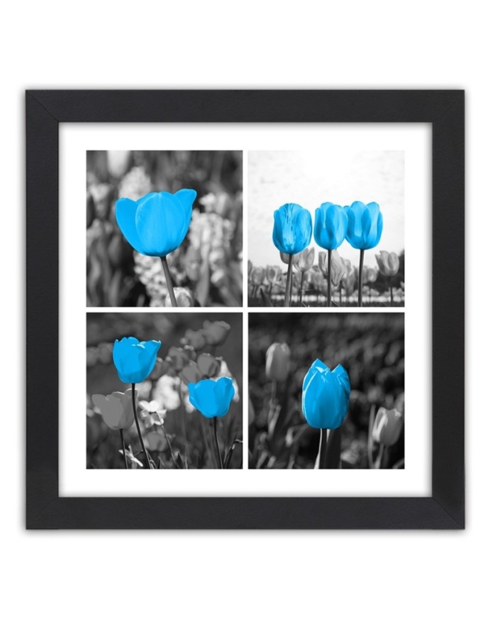 Poster Blue tulips collage