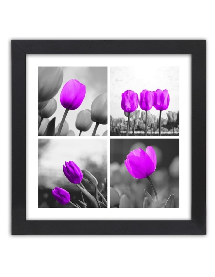 Poster Set of purple tulips