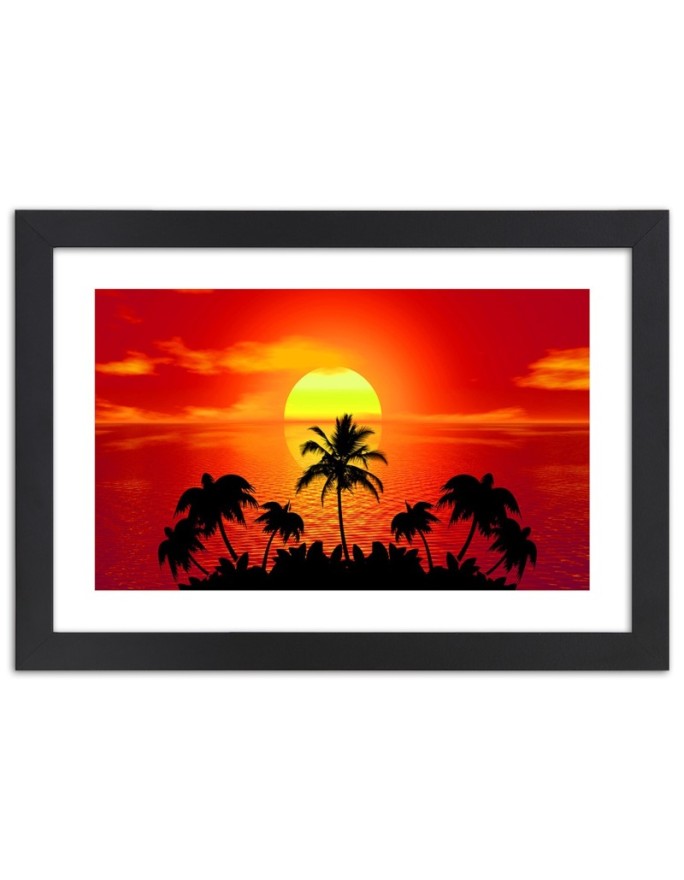 Poster Sunset and palm trees