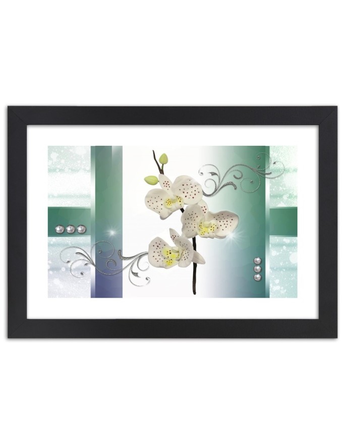 Poster Orchid mint abstract