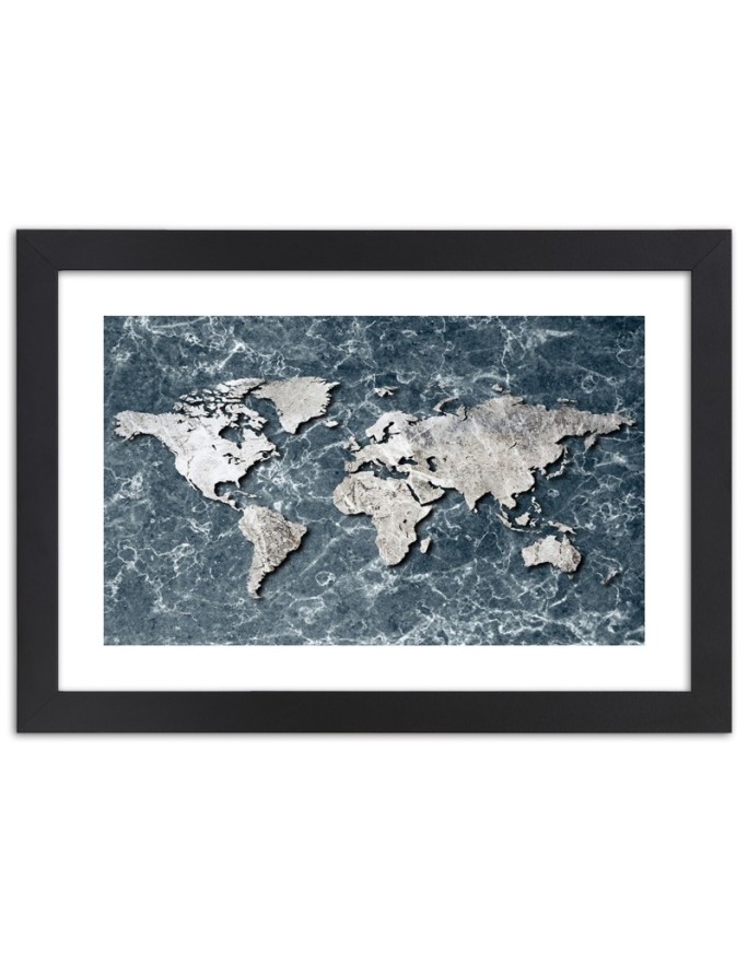 Poster World map on marble