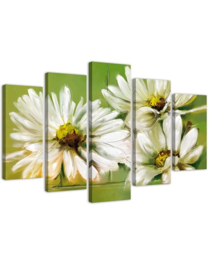 Daisies white flowers wall art painting for living room | FEEBY