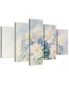5 Piece Wall art prints Bouquet of white pastel flowers for living room | FEEBY