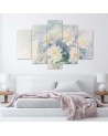 5 Piece Wall art prints Bouquet of white pastel flowers for living room | FEEBY