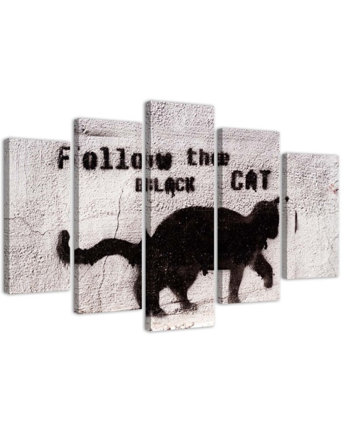 5 Piece Canvas prints Black cat for youth room | FEEBY