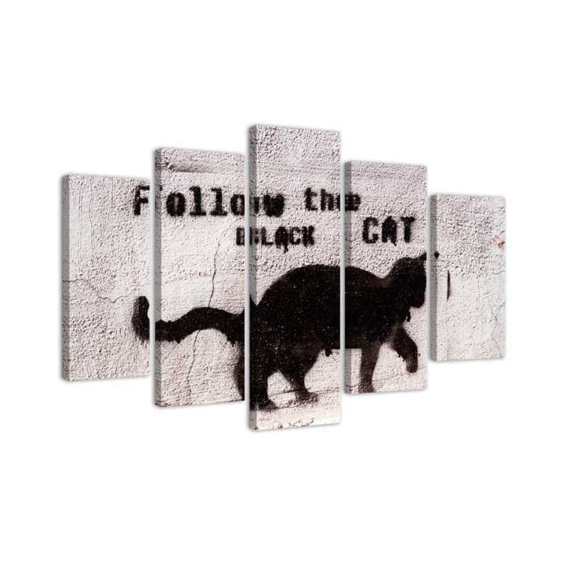 5 Piece Canvas prints Black cat for youth room | FEEBY