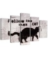 5 Piece Canvas prints Black cat for youth room | FEEBY