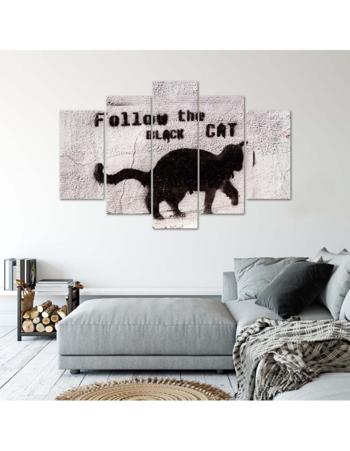 5 Piece Canvas prints Black cat for youth room | FEEBY