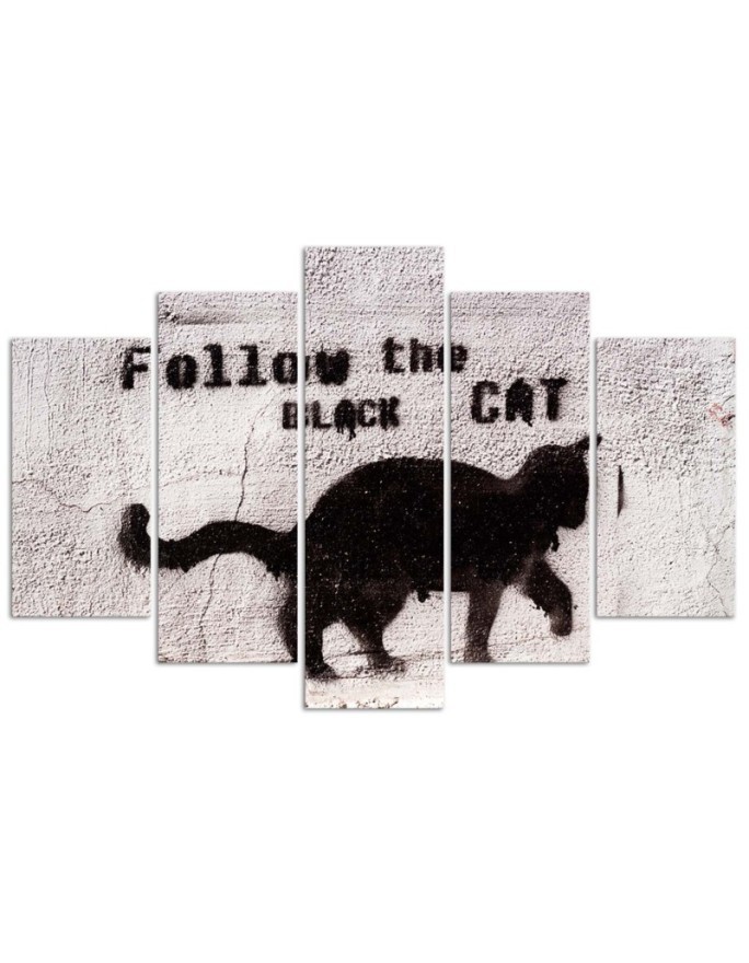 5 Piece Canvas prints Black cat for youth room | FEEBY