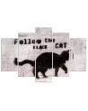 5 Piece Canvas prints Black cat for youth room | FEEBY