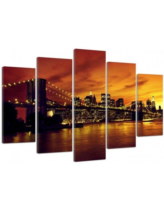 Brooklyn Bridge Manhattan at sunset painting for wall | FEEBY