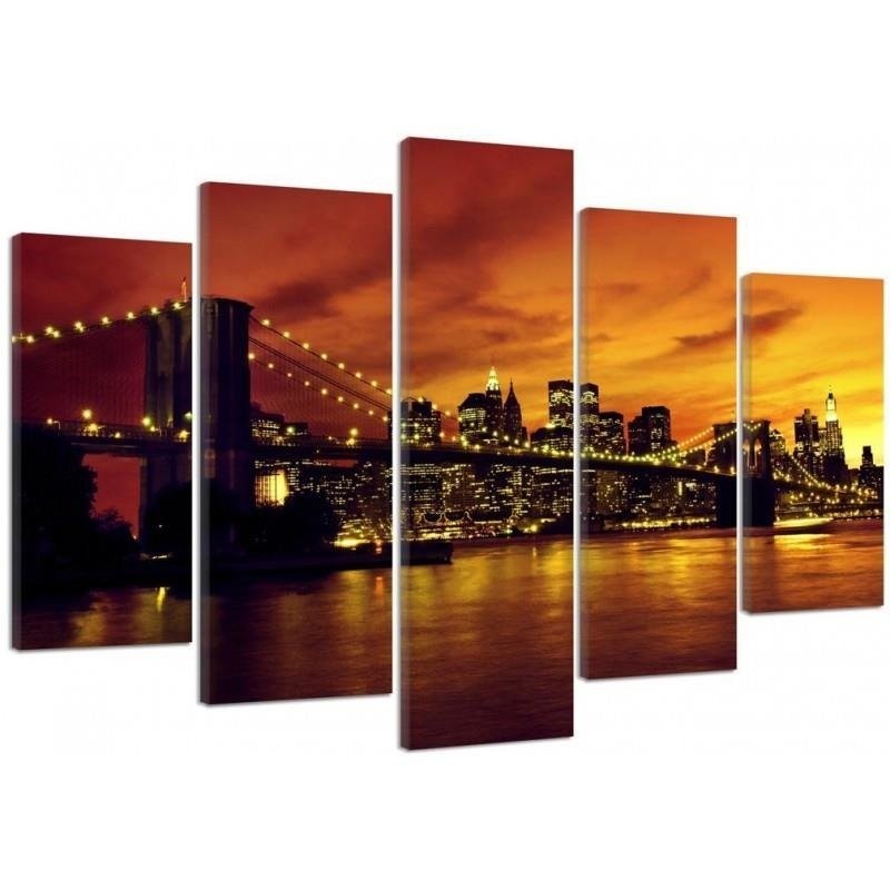 Brooklyn Bridge Manhattan at sunset painting for wall | FEEBY