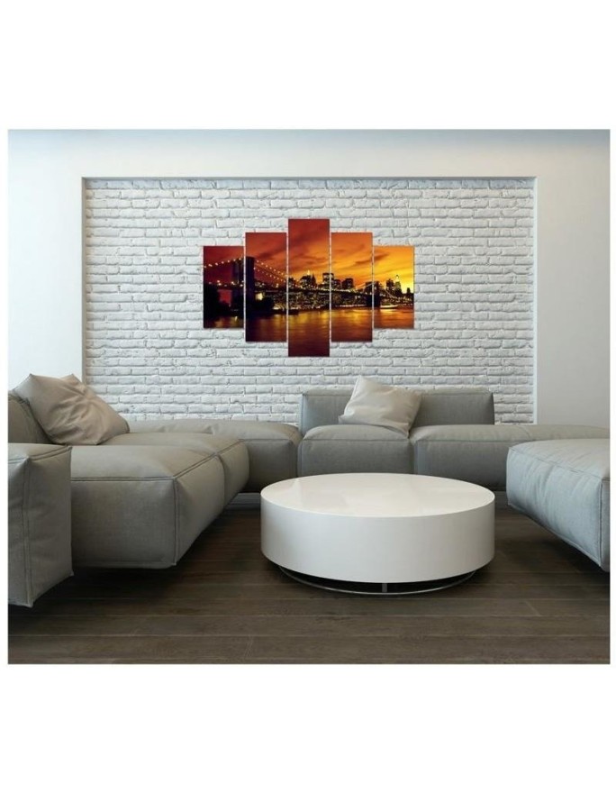 Brooklyn Bridge Manhattan at sunset painting for wall | FEEBY