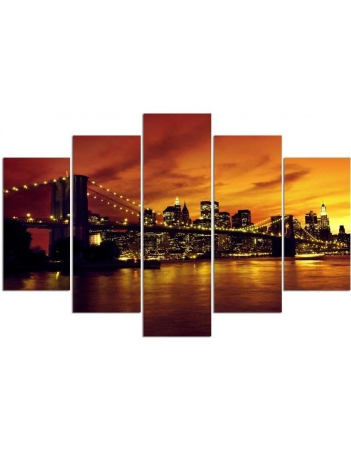 Brooklyn Bridge Manhattan at sunset painting for wall | FEEBY