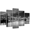 5 Piece Canvas prints New York Brooklyn Bridge black and white for office | FEEBY