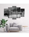 5 Piece Canvas prints New York Brooklyn Bridge black and white for office | FEEBY
