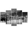 5 Piece Canvas prints New York Brooklyn Bridge black and white for office | FEEBY