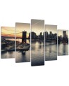 Canvas print 5 Piece for living room Brooklyn Bridge New York | FEEBY
