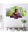 Wall decor modern Buddha on a background of bamboos for spa living room | FEEBY