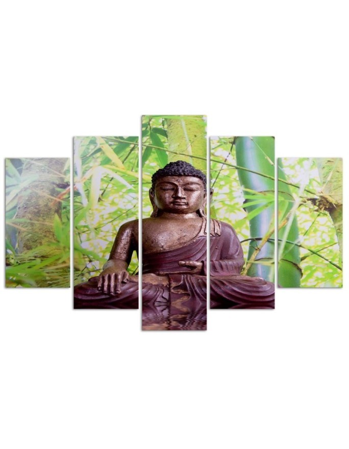 Wall decor modern Buddha on a background of bamboos for spa living room | FEEBY
