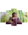 Wall decor modern Buddha on a background of bamboos for spa living room | FEEBY