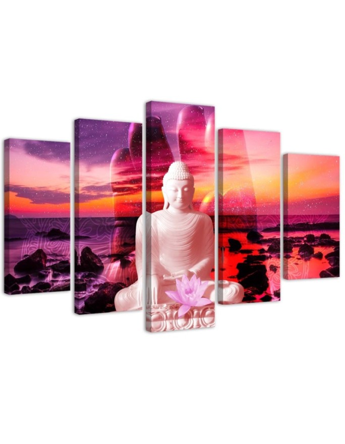 Canvas print Buddha Sunset Sea