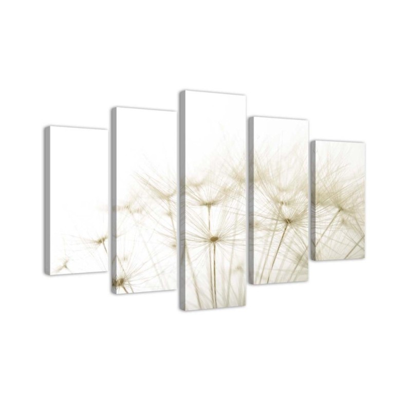 Dandelion beige canvas prints for living room wall | FEEBY