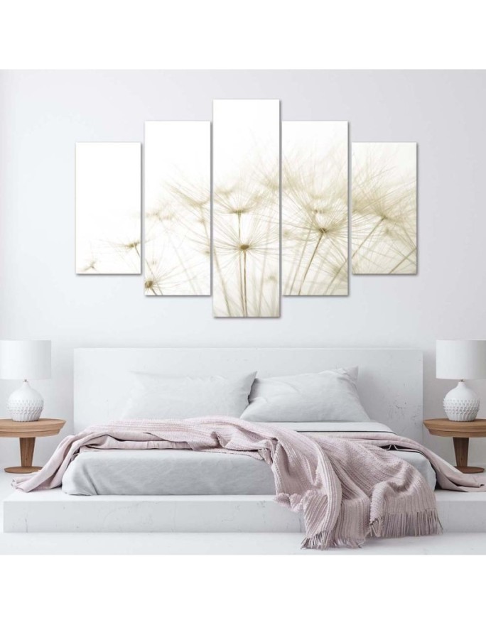 Dandelion beige canvas prints for living room wall | FEEBY