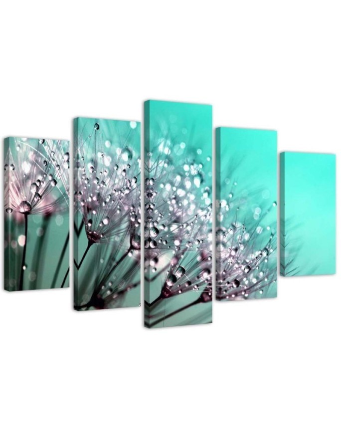 Turquoise Dandelion canvas wall art for bedroom, living room | FEEBY