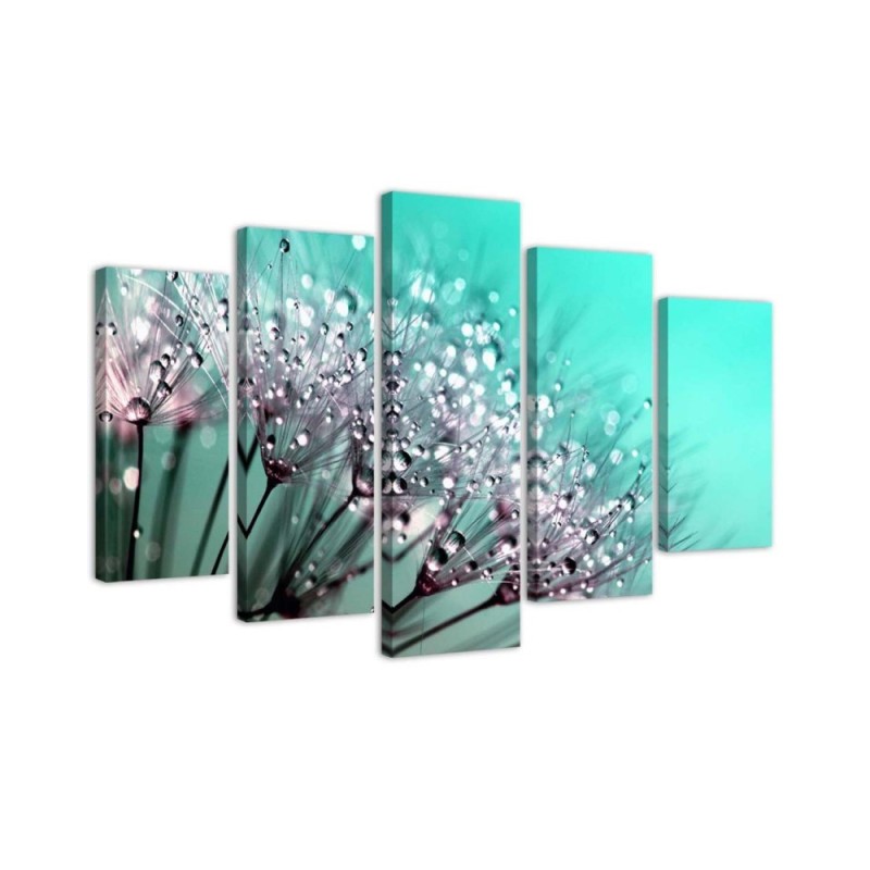Turquoise Dandelion canvas wall art for bedroom, living room | FEEBY