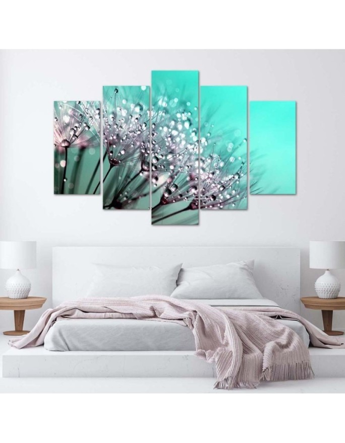 Turquoise Dandelion canvas wall art for bedroom, living room | FEEBY