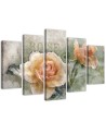 Canvas painting Tea roses shabby chic for living room | FEEBY