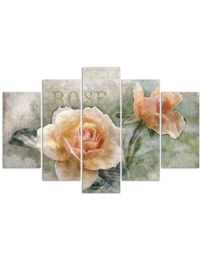Canvas painting Tea roses shabby chic for living room | FEEBY