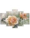 Canvas painting Tea roses shabby chic for living room | FEEBY