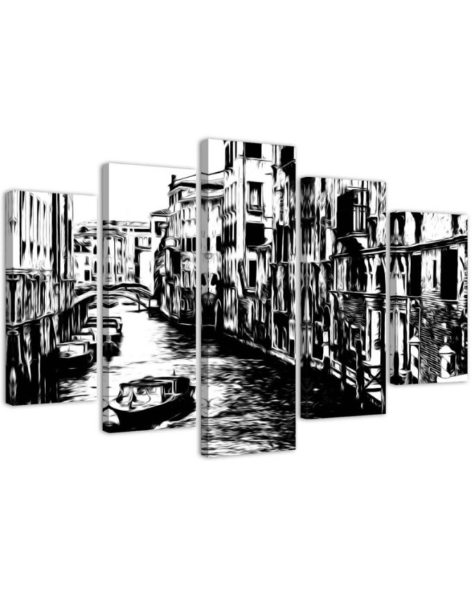 Canvas prints Venice canal for office black and white | FEEBY