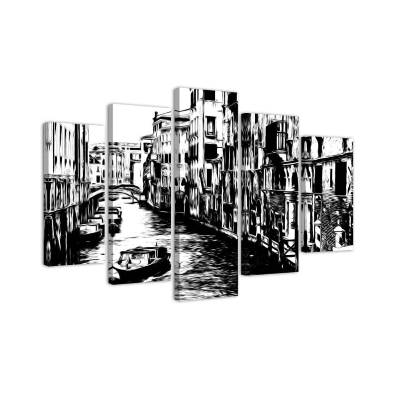 Canvas prints Venice canal for office black and white | FEEBY