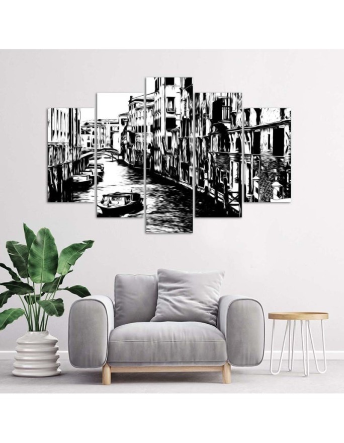Canvas prints Venice canal for office black and white | FEEBY