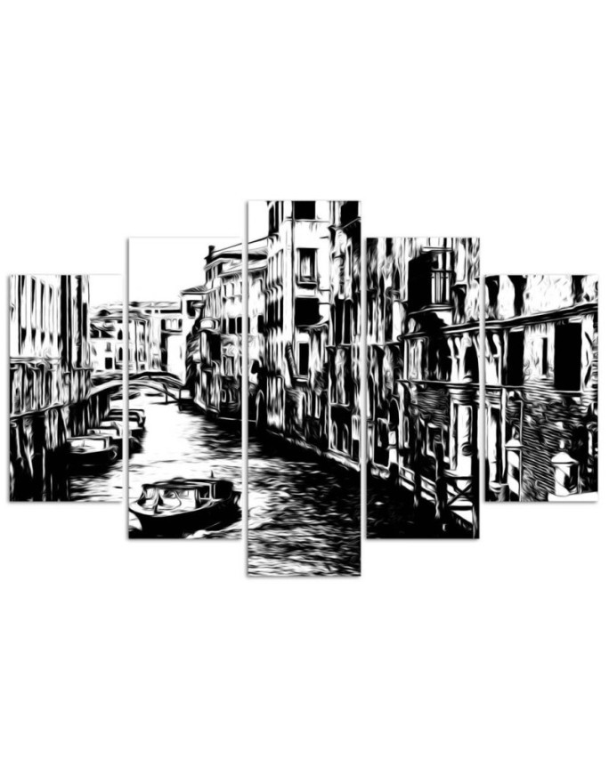 Canvas prints Venice canal for office black and white | FEEBY