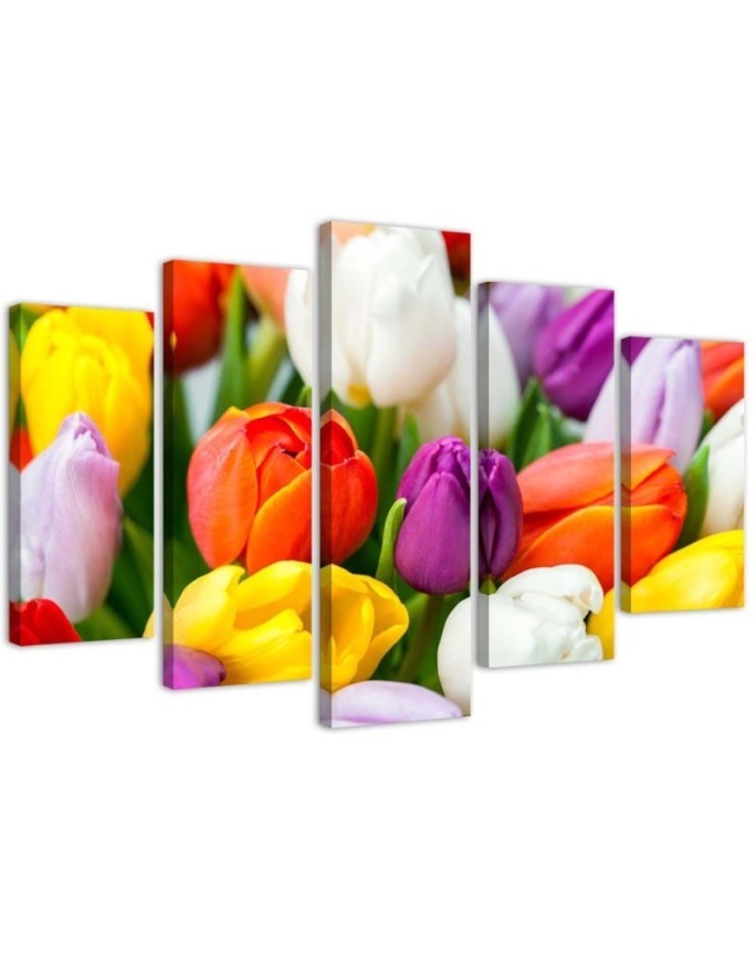 Colourful tulips modern canvas painting | FEEBY