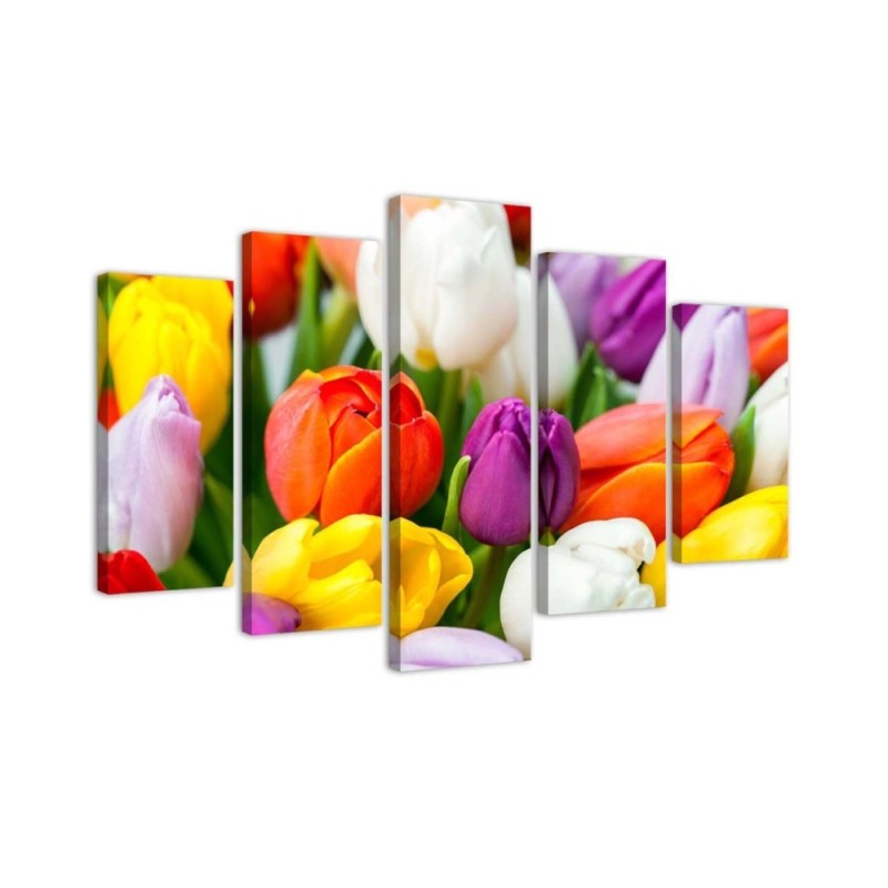 Colourful tulips modern canvas painting | FEEBY