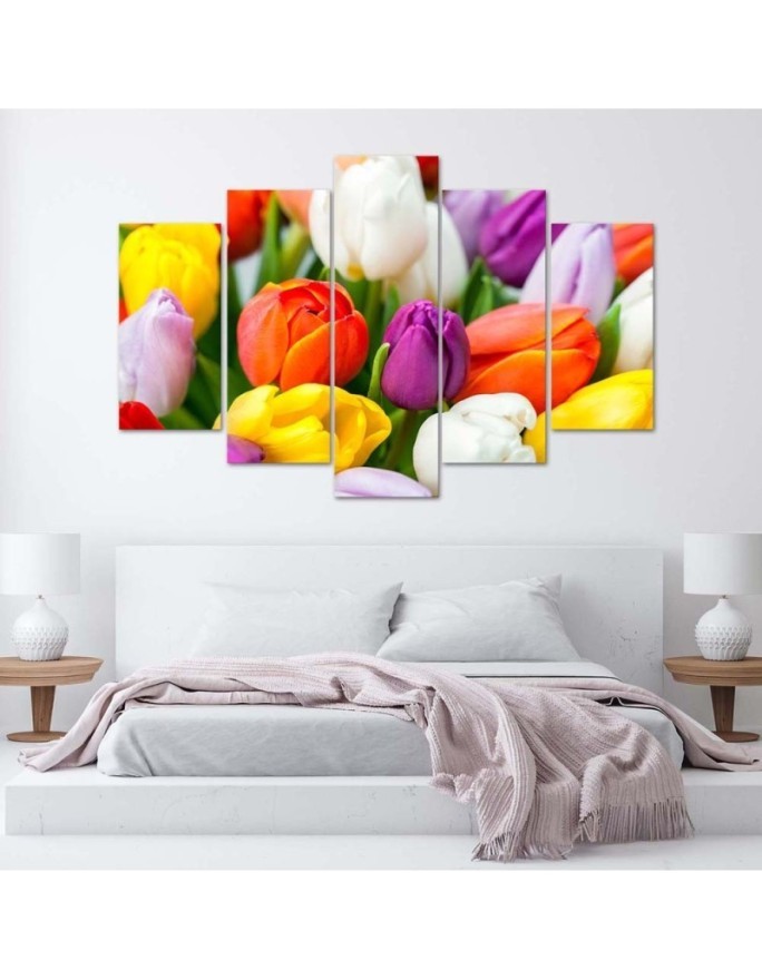 Colourful tulips modern canvas painting | FEEBY