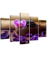 5 Piece Zen composition Canvas painting with pink orchid for wall | FEEBY