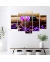 5 Piece Zen composition Canvas painting with pink orchid for wall | FEEBY
