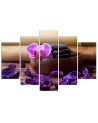 5 Piece Zen composition Canvas painting with pink orchid for wall | FEEBY