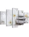 White zen orchid and stones canvas painting for spa salon | FEEBY