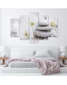 White zen orchid and stones canvas painting for spa salon | FEEBY