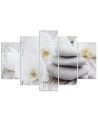 White zen orchid and stones canvas painting for spa salon | FEEBY