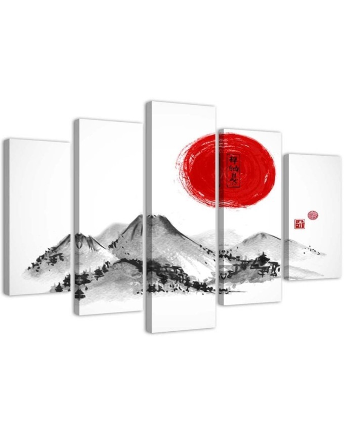 Canvas print Japan mountains sun printed on canvas | FEEBY