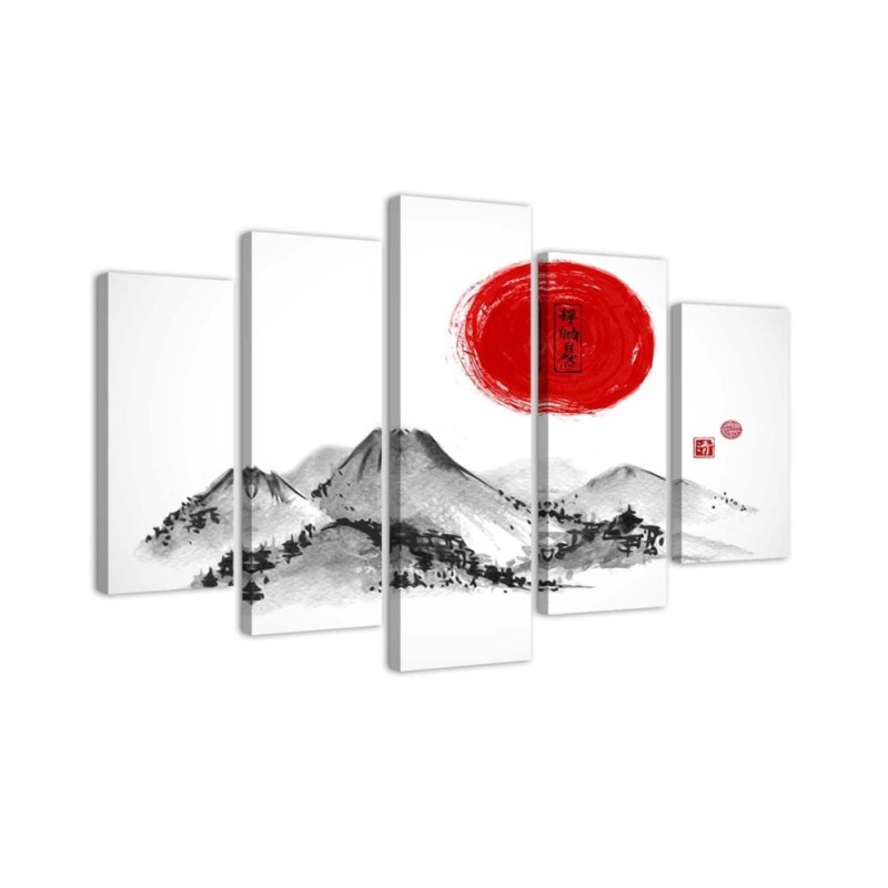 Canvas print Japan mountains sun printed on canvas | FEEBY